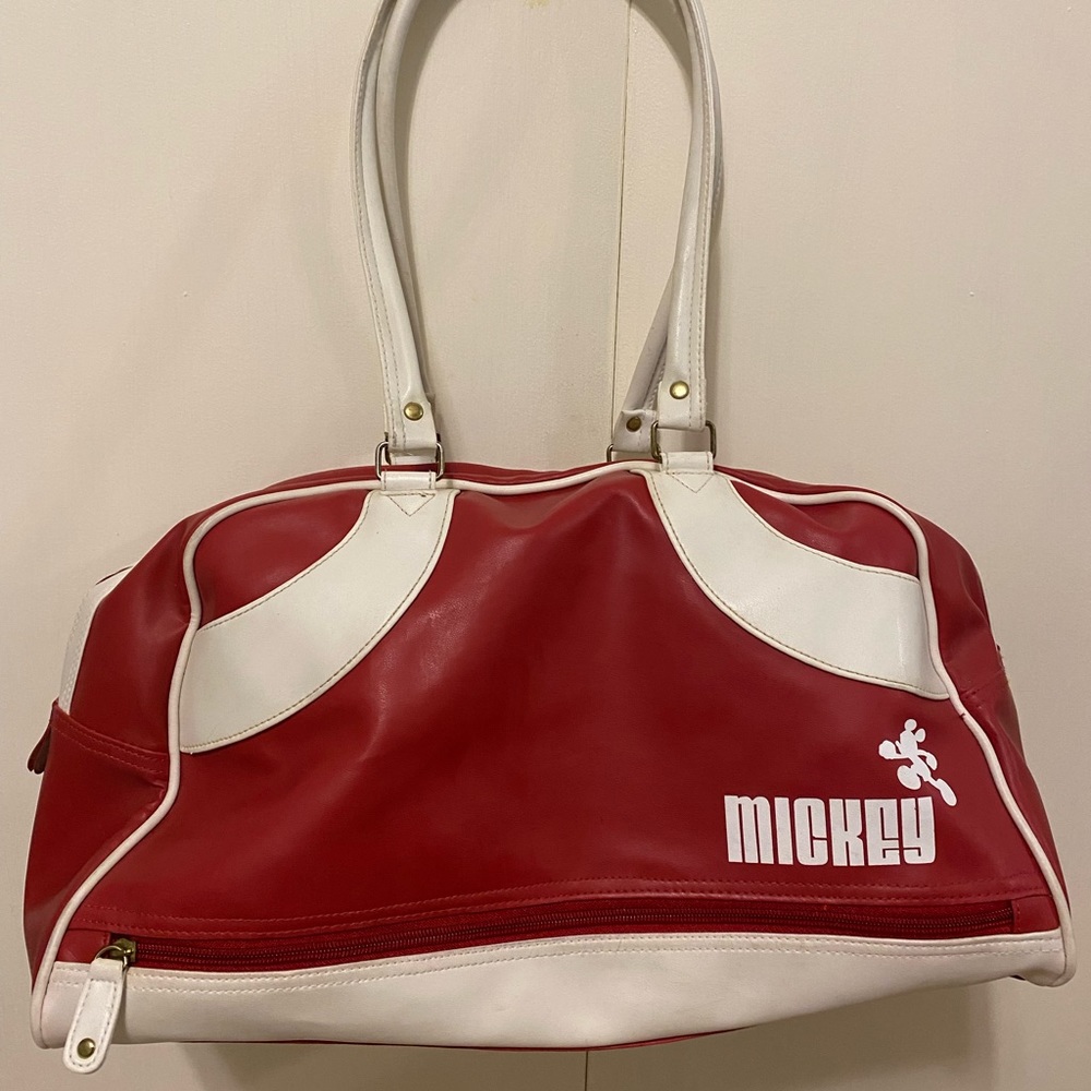 Vintage Disney Mickey Mouse red athletic bowling- esque duffel bag y2k